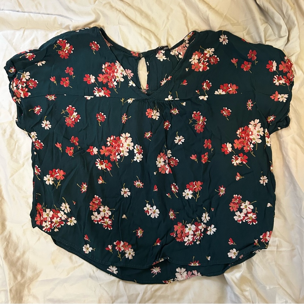 Madewell Floral Blouse - Green and Red
